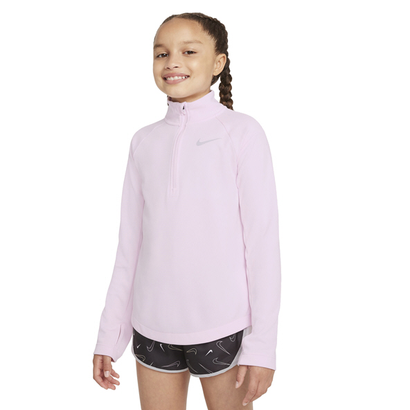 Nike Girls Dri-FIT Long Sleeve Run Half-Zip Top Pink