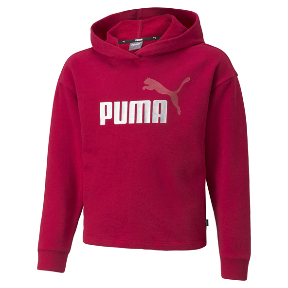 Puma Girls Logo Cropped Hoodie Red