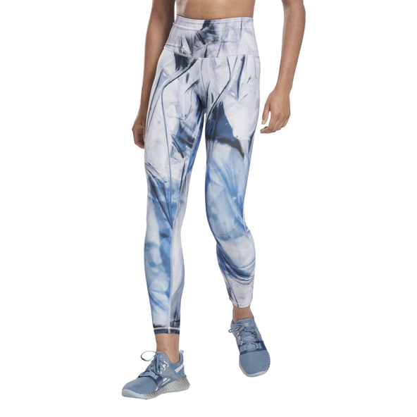 Reebok Lux Bold High-Waisted Liquid Abyss Print Tights
