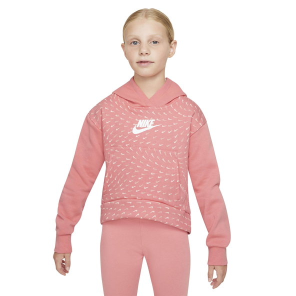 Nike Girls NSW Flc AOP Hoodie Pink