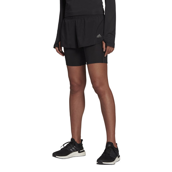 adidas Run Icon 3-Bar 2IN1 Womens Shorts Black