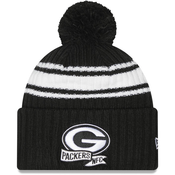 New Era Green Bay Packers Sideline Cuffed Pom Knit Hat
