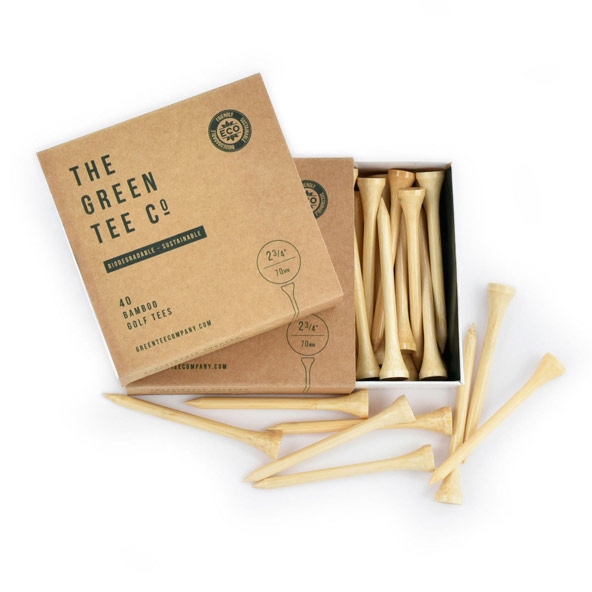 The Green Tee Company Masters Bamboo 2¾ Inch Golf Tees - Box Of 40