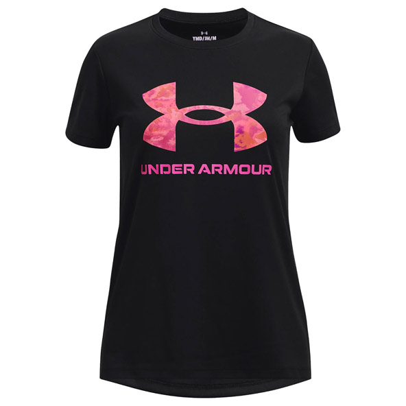 Under Armour Tech Print Big Logo Girls Short Sleeve T-Shirt
