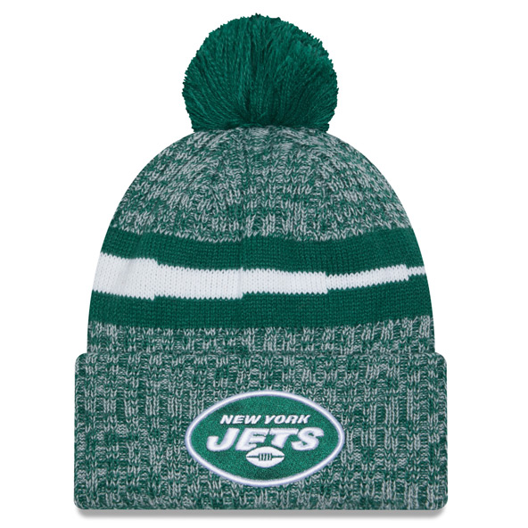 New Era New York Jets 2023/24 Sideline Cuffed Bobble Hat