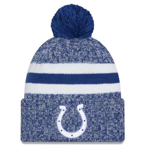 New Era Indianapolis Colts 2023/24 Sideline Cuffed Bobble Hat