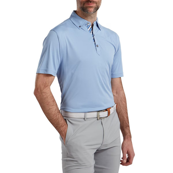 Footjoy Birdseye Jacquard With Stripe Trim Polo Shirt