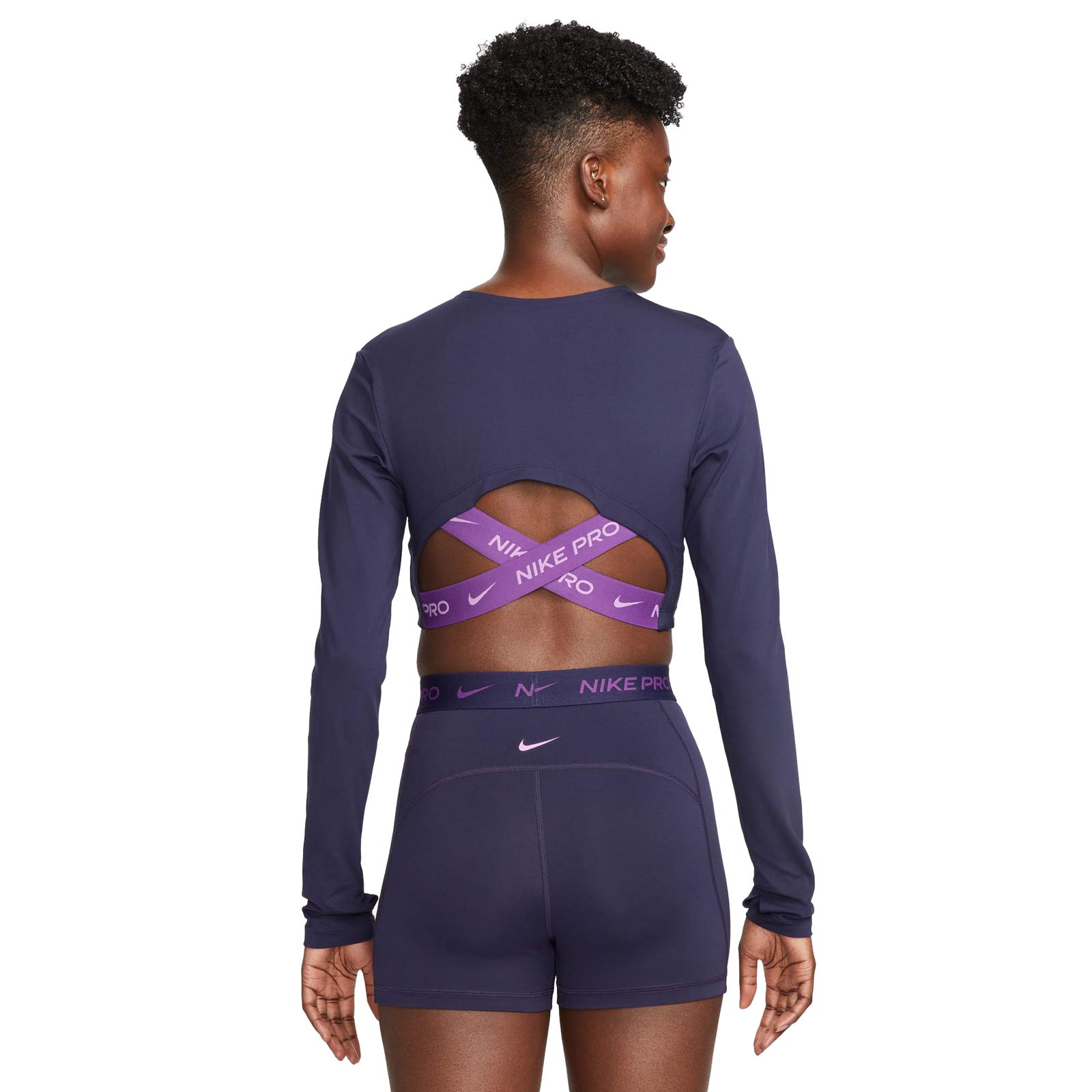 NIKE PRO DRI-FIT WOMENS CROPPED LONG-SLEEVE TOP