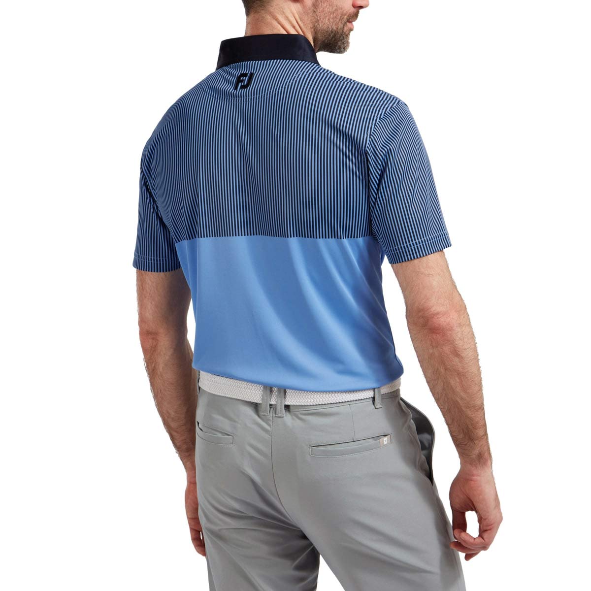 FOOTJOY SMOOTH PIQUE ENGINEERED VERTICAL PRINT POLO SHIRT
