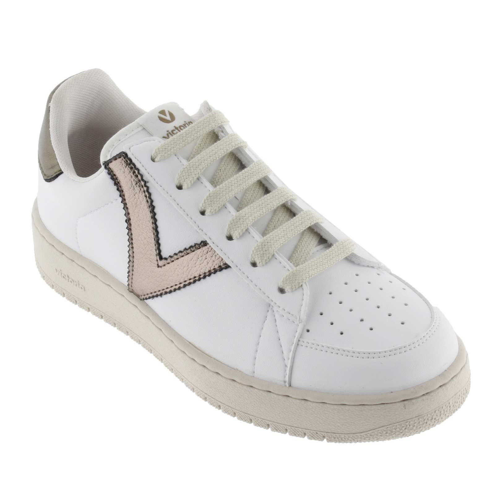 VICTORIA LEATHER AND METALLIC SNEAKERS
