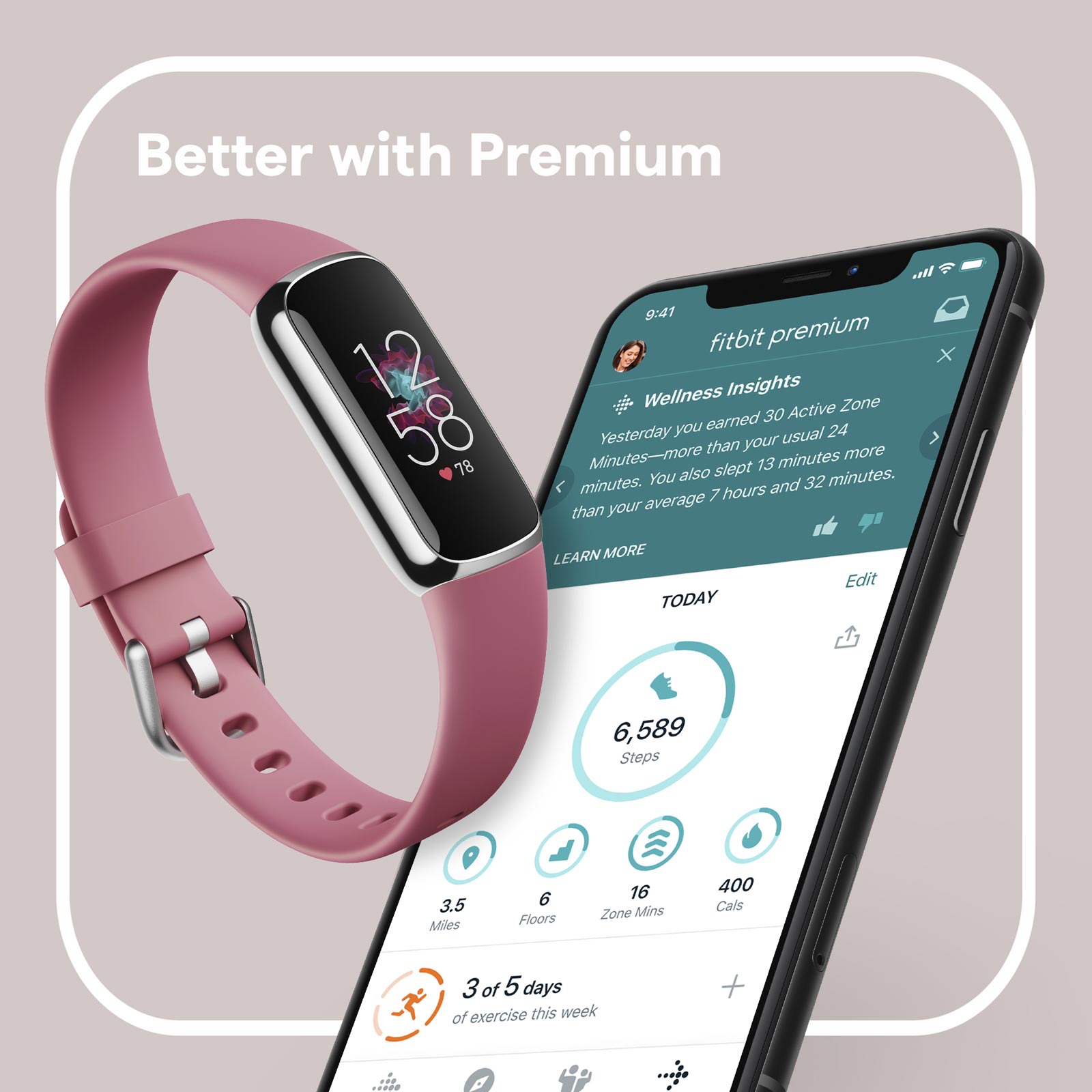 FITBIT LUXE SMARTWATCH PLATINUM/ORCHID